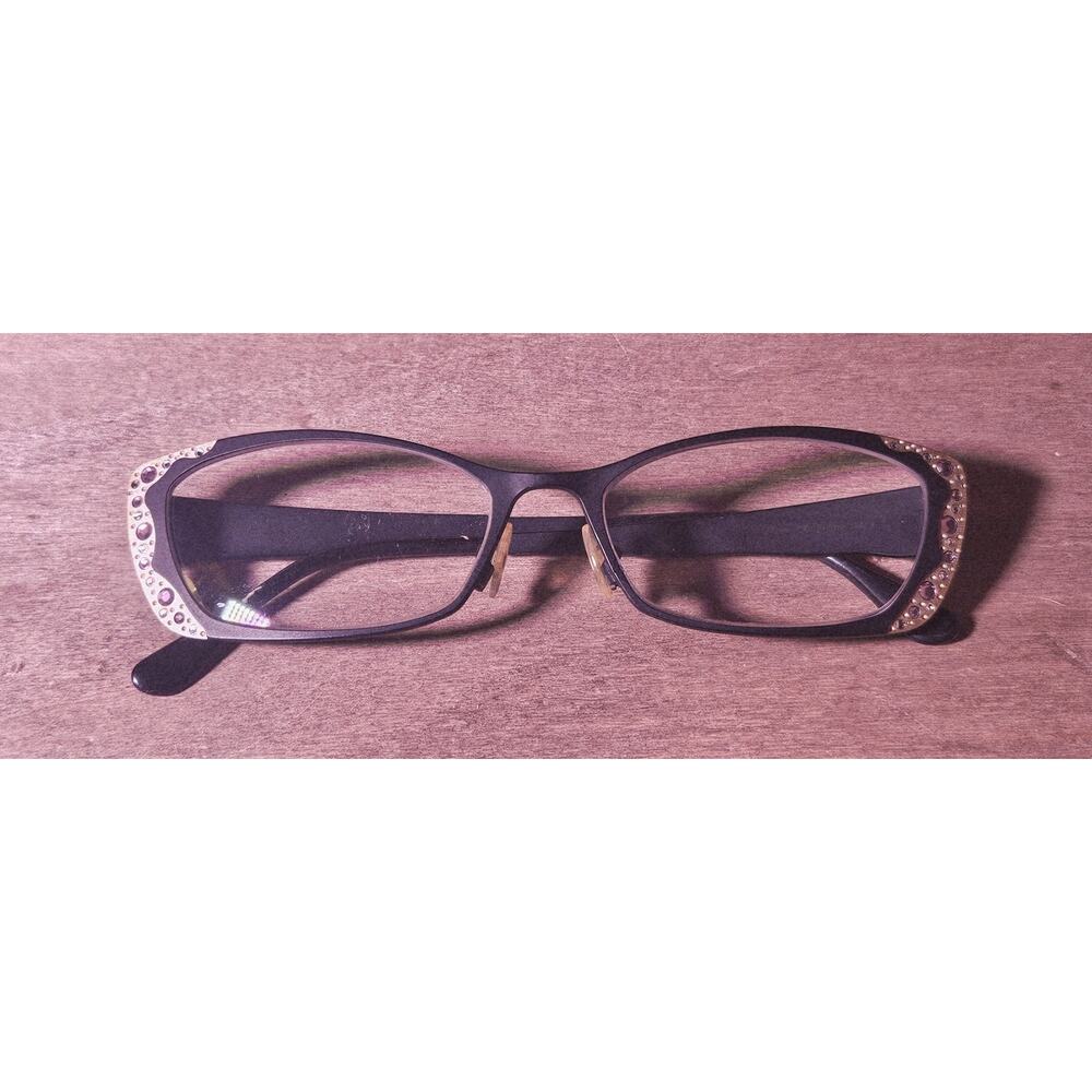 CAVIAR M1772 Women’s Cat Eye Eyeglass Frames 53-16-140 Blk Gold Pink Rhinestone - Picture 2 of 8